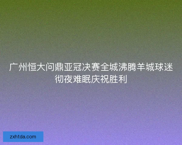 广州恒大问鼎亚冠决赛全城沸腾羊城球迷彻夜难眠庆祝胜利